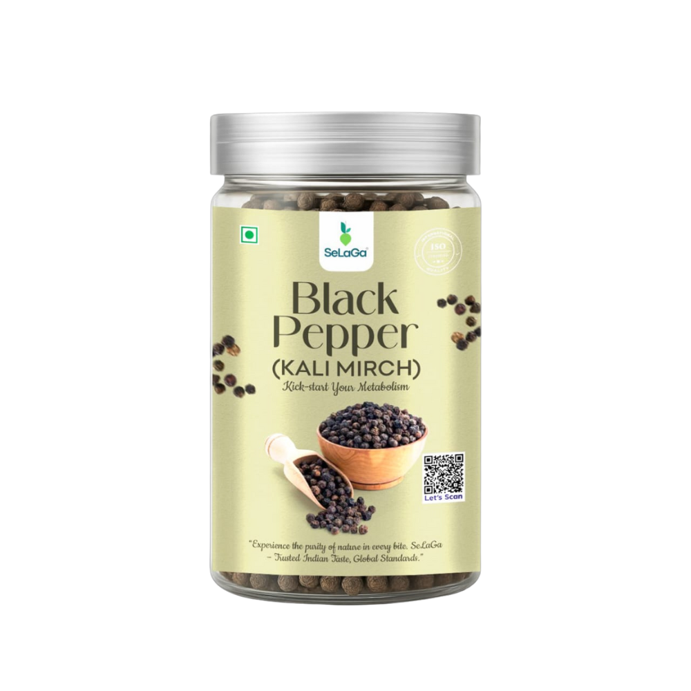 Black P 1 SeLaGa Premium Black Pepper (Kali Mirch) - Premium Reusable Jar - Image 1