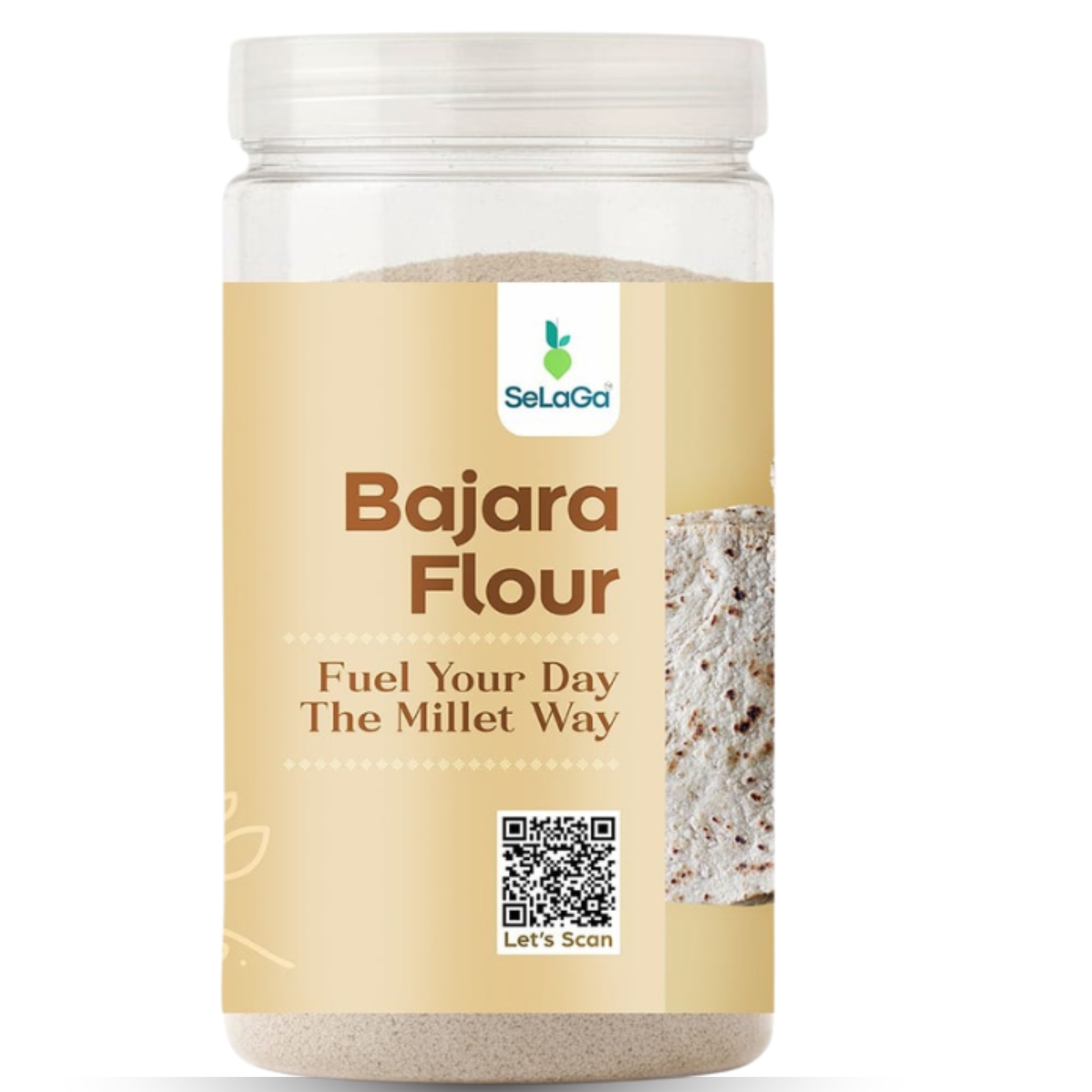 bajara 1 Selaga Premium Bajra Flour (Pearl Millet Flour) 400 Gram Premium reusable Jar - Image 1