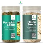 Selaga Super Crunch Combo – Pumpkin Seeds & Melon Seeds | High Protein, Crunchy Super Seeds for Energy, Immunity & Snacking- (2×250 Gram Premium Jar)