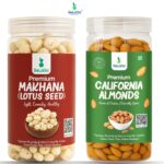 Selaga Fitness Fuel Combo – Makhana (100g) + Almonds (200g)- Premium Reusable Jar