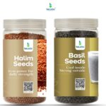 Selaga Immunity Booster Combo – Halim Seeds & Basil Seeds | Natural Fiber & Iron-Rich Super Seeds for Immunity, Digestion & Energy- (2×250 g Premium Jars)