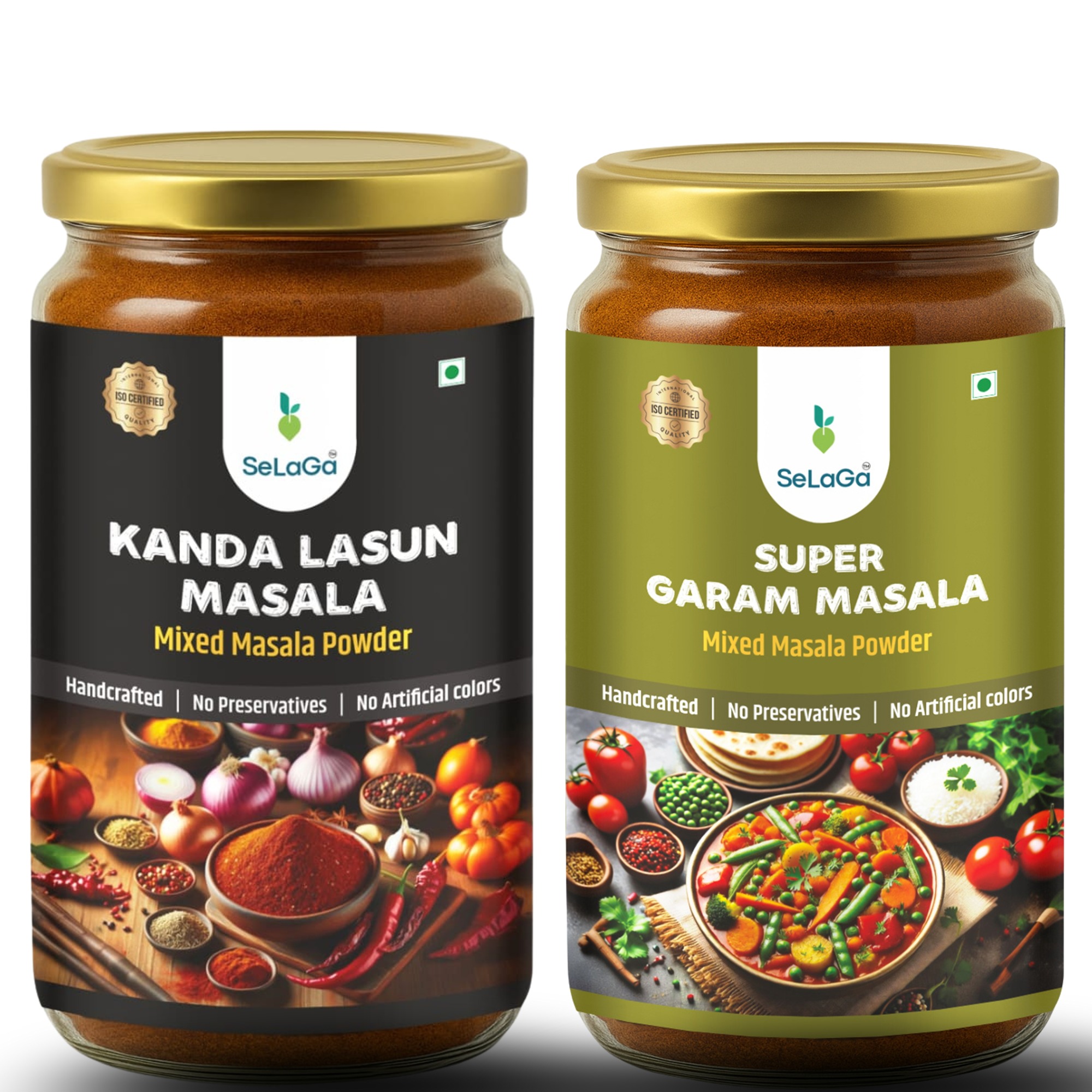 1 (4) Selaga Maharashtrian Fusion Masala Combo – Kanda Lasun Masala + Super Garam Masala - Image 1