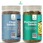 Selaga Energy & Glow Combo – Chia Seeds & Pumpkin Seeds | Natural Protein, Fiber & Omega-3 Super Seeds for Energy, Skin & Hair Health- (2×250 g Premium Jars)