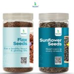 Selaga Heart Health Combo – Flax Seeds & Sunflower Seeds | Omega-3, Fiber & Antioxidant-Rich Super Seeds for Heart, Skin & Wellness- (2×250 g Premium Jars)