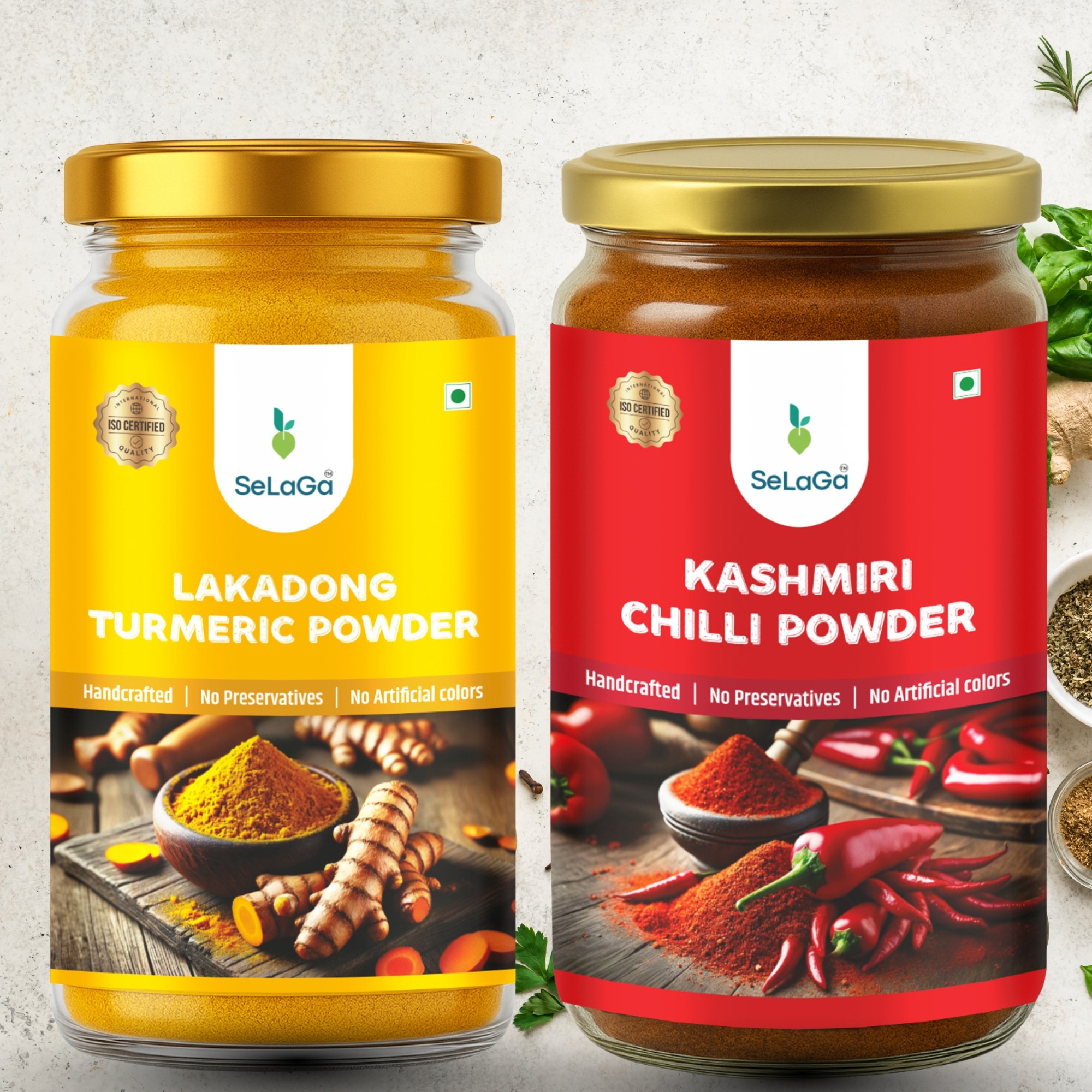 Untitled design (18) Selaga Wellness Masala Combo – Lakadong Turmeric Powder + Kashmiri Chilli Powder - Image 1