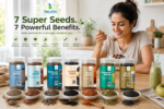 Selaga 7 Super Seeds Combo – Premium 700g (100g Each) | Pumpkin, Chia, Kalonji, Basil, Halim, Flax & Sunflower Seeds with Reusable Jar - Image 3